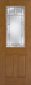 WDMA 34x96 Door (2ft10in by 8ft) Exterior Oak Fiberglass Impact Door 8ft 1/2 Lite Maple Park 1