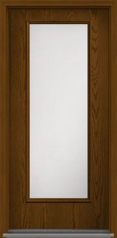 WDMA 34x96 Door (2ft10in by 8ft) Exterior Oak Satin Etch 8ft Full Lite Flush Fiberglass Single Door 1