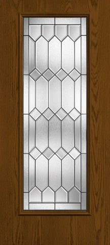 WDMA 34x96 Door (2ft10in by 8ft) Exterior Oak Crystalline 8ft Full Lite W/ Stile Lines Fiberglass Single Door 1