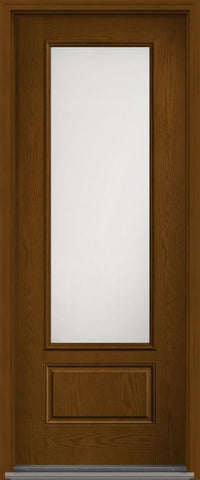 WDMA 34x96 Door (2ft10in by 8ft) Patio Oak Satin Etch 8ft 3/4 Lite 1 Panel Fiberglass Single Exterior Door HVHZ Impact 1