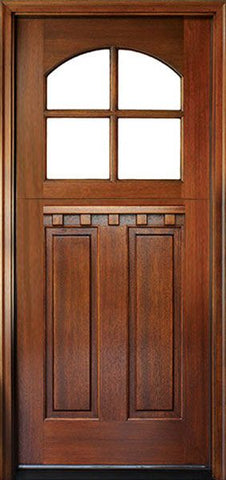 WDMA 36x80 Door (3ft by 6ft8in) Exterior Swing Mahogany Craftsman 2 Panel Vertical 4 Lite Arched Single Door Dutch Door 1