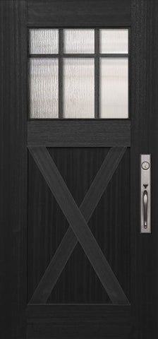 WDMA 36x80 Door (3ft by 6ft8in) Exterior Mahogany 36in x 80in Craftsman Marginal 6 Lite SDL X Panel Door 1