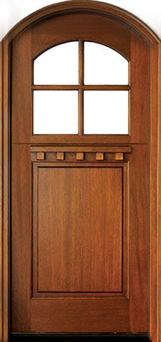 WDMA 36x80 Door (3ft by 6ft8in) Exterior Swing Mahogany Craftsman 1 Panel 4 Lite Arched Single Door/Arch Top Dutch Door 1