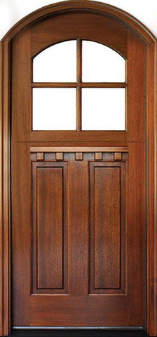 WDMA 36x80 Door (3ft by 6ft8in) Exterior Swing Mahogany Craftsman 2 Panel Vertical 4 Lite Arched Single Door/Arch Top Dutch Door 1