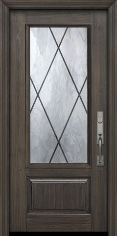 WDMA 36x80 Door (3ft by 6ft8in) Exterior Cherry Pro 80in 1 Panel 3/4 Lite Sandringham Door 1