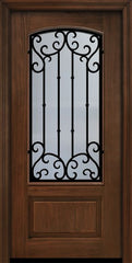WDMA 36x80 Door (3ft by 6ft8in) Exterior Cherry Pro 80in 1 Panel 3/4 Arch Lite Valencia Door 1