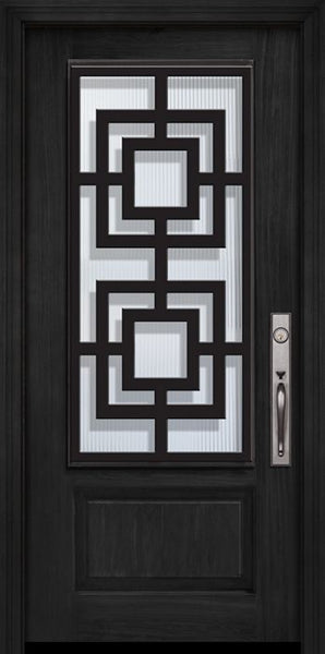 WDMA 36x80 Door (3ft by 6ft8in) Exterior Cherry Pro 80in 1 Panel 3/4 Lite Moderna Steel Grille Door 1