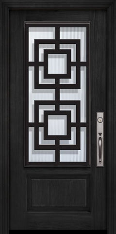 WDMA 36x80 Door (3ft by 6ft8in) Exterior Cherry Pro 80in 1 Panel 3/4 Lite Moderna Steel Grille Door 1