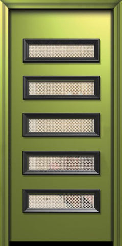 WDMA 36x80 Door (3ft by 6ft8in) Exterior 80in ThermaPlus Steel Beverly Contemporary Door w/Metal Grid / Clear Glass 1