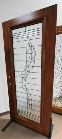 WDMA 36x84 Door (3ft by 7ft) Exterior Mahogany Weeping Willow Branches Beveled Glass Front Single Door Full Lite 4