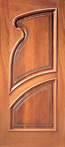 WDMA 36x84 Door (3ft by 7ft) Exterior Mahogany Single Door Hand Carved Arch Panels in Left 1