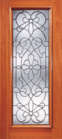 WDMA 36x84 Door (3ft by 7ft) Exterior Mahogany Floral Beveled Glass Front Single Door Full Lite 1