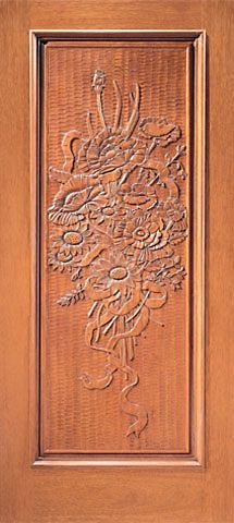 WDMA 36x84 Door (3ft by 7ft) Exterior Mahogany Hand Carved 1-Panel Single Door in  1