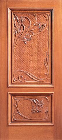WDMA 36x84 Door (3ft by 7ft) Exterior Mahogany Single Door Hand Carved Two Panels in  1