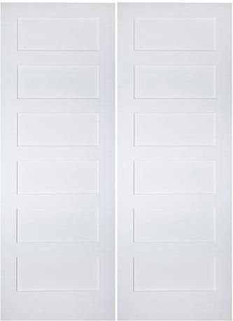 WDMA 36x96 Door (3ft by 8ft) Interior Barn Smooth 96in 6 Panel Primed Shaker 1-3/8in Double Door 1