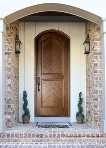 WDMA 36x96 Door (3ft by 8ft) Exterior Swing Mahogany Manchester Solid Panel Arched Single Door/Arch Top 2