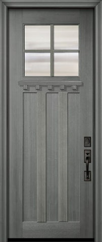 WDMA 36x96 Door (3ft by 8ft) Exterior Mahogany 36in x 96in Craftsman 4 Lite SDL 3 Panel Door 2