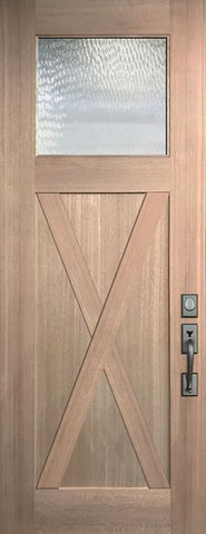 WDMA 36x96 Door (3ft by 8ft) Exterior Mahogany 36in x 96in Craftsman 1 Lite X Panel Door 1