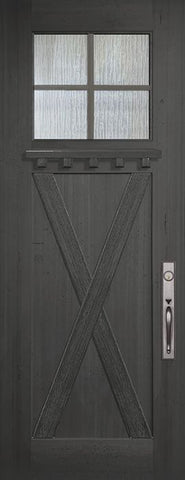 WDMA 36x96 Door (3ft by 8ft) Exterior Mahogany 36in x 96in Craftsman 4 Lite SDL X Panel Door 1