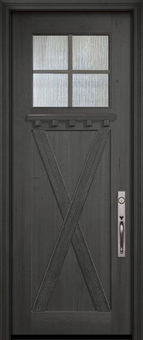 WDMA 36x96 Door (3ft by 8ft) Exterior Mahogany 36in x 96in Craftsman 4 Lite SDL X Panel Door 2