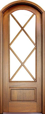 WDMA 36x96 Door (3ft by 8ft) French Swing Mahogany Tiffany Diamond 7 Lite Single Door/Arch Top 1