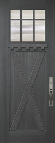 WDMA 36x96 Door (3ft by 8ft) Exterior Mahogany 36in x 96in Craftsman Marginal 6 Lite SDL X Panel Door 1
