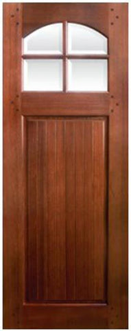 WDMA 36x96 Door (3ft by 8ft) Exterior Mahogany 36in x 96in Bungalow 4 Lite SDL 1 Panel Door 1