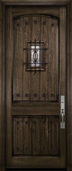 WDMA 36x96 Door (3ft by 8ft) Exterior Mahogany 36in x 96in Arch 2 Panel V-Grooved DoorCraft Door with Speakeasy / Clavos 2
