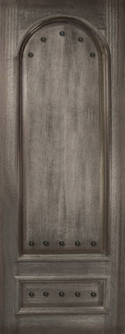 WDMA 36x96 Door (3ft by 8ft) Exterior Mahogany 36in x 96in Radius 2 Panel Portobello Door with Clavos 1