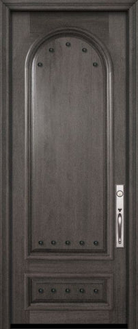 WDMA 36x96 Door (3ft by 8ft) Exterior Mahogany 36in x 96in Radius 2 Panel Portobello Door with Clavos 2