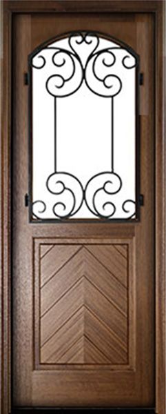 WDMA 36x96 Door (3ft by 8ft) Exterior Swing Mahogany Manchester Single Door w Iron #2 1
