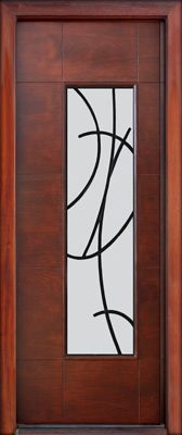 WDMA 36x96 Door (3ft by 8ft) Exterior Swing Mahogany Milan San Donato Single Door Left 1