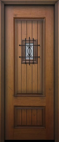 WDMA 36x96 Door (3ft by 8ft) Exterior Mahogany 96in 2 Panel Square V-Grooved Door with Speakeasy 1