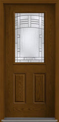 WDMA 36x96 Door (3ft by 8ft) Exterior Oak Maple Park 8ft Half Lite 2 Panel Fiberglass Single Door HVHZ Impact 1