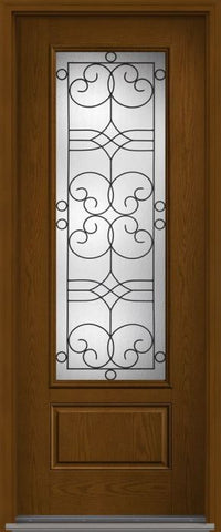 WDMA 36x96 Door (3ft by 8ft) Exterior Oak Salinas 8ft 3/4 Lite 1 Panel Fiberglass Single Door HVHZ Impact 1