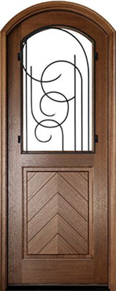 WDMA 36x96 Door (3ft by 8ft) Exterior Swing Mahogany Manchester Single Door/Arch Top w Iron #1 1
