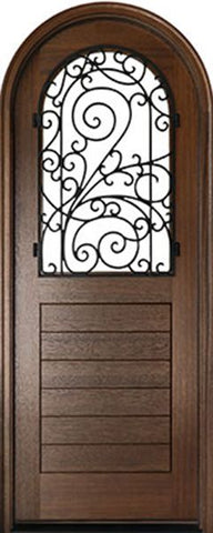 WDMA 36x96 Door (3ft by 8ft) Exterior Swing Mahogany Sicily Single Door/Round Top w Iron #3 1