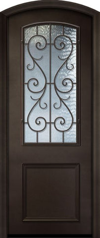 WDMA 36x96 Door (3ft by 8ft) Exterior 96in ThermaPlus Steel St. Charles 1 Panel Arch Top 2/3 Arch Lite Door 1