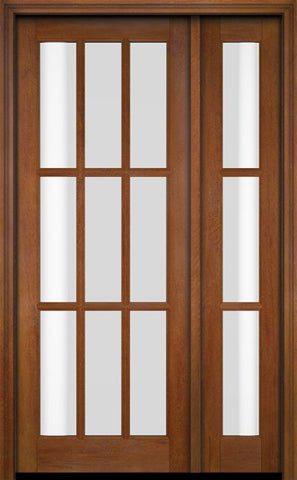 WDMA 38x84 Door (3ft2in by 7ft) Exterior Swing Mahogany 9 Lite TDL Single Entry Door Sidelight 4