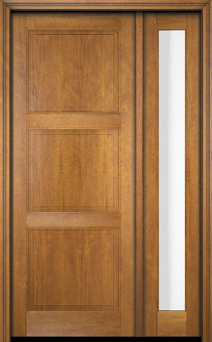 WDMA 38x84 Door (3ft2in by 7ft) Exterior Swing Mahogany 3 Raised Panel Solid Single Entry Door Sidelight 1
