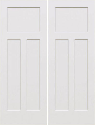WDMA 40x80 Door (3ft4in by 6ft8in) Interior Barn Smooth 80in Craftsman III 3 Panel Shaker Hollow Core Double Door|1-3/8in Thick 1