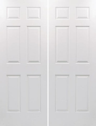 WDMA 40x96 Door (3ft4in by 8ft) Interior Swing Woodgrain 96in Colonist Hollow Core Textured Double Door|1-3/8in Thick 1
