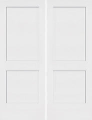 WDMA 40x96 Door (3ft4in by 8ft) Interior Swing Smooth 96in Monroe 2 Panel Shaker Hollow Core Double Door|1-3/8in Thick 1
