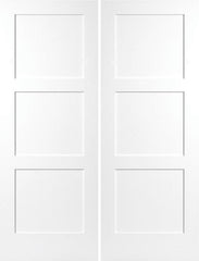 WDMA 40x96 Door (3ft4in by 8ft) Interior Barn Smooth 96in Birkdale 3 Panel Shaker Solid Core Double Door|1-3/8in Thick 1