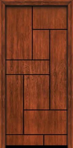 WDMA 42x80 Door (3ft6in by 6ft8in) Exterior Cherry Contemporary Lines Groove Single Entry Door 1