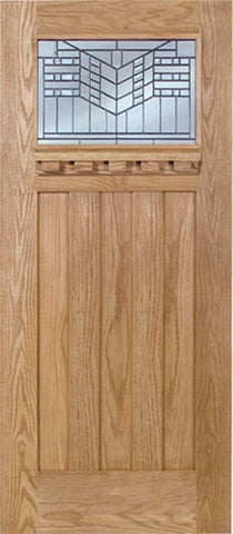 WDMA 42x80 Door (3ft6in by 6ft8in) Exterior Oak Biltmore Single Door w/ E Glass 1