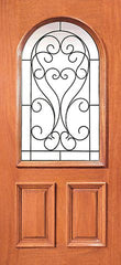 WDMA 42x80 Door (3ft6in by 6ft8in) Exterior Mahogany Insulated Radius Lite Home Single Door with Ironwork 1