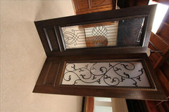 WDMA 42x80 Door (3ft6in by 6ft8in) Exterior Mahogany Leaf Scrollwork Ironwork Glass Single Door 3/4 Lite 9