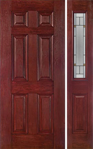 WDMA 42x80 Door (3ft6in by 6ft8in) Exterior Cherry Six Panel Single Entry Door Sidelight 1/2 Lite TP Glass 1