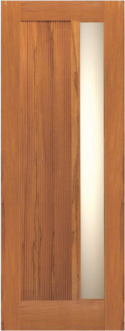 WDMA 42x80 Door (3ft6in by 6ft8in) Exterior Tropical Hardwood Single Door Contemporary Grooved Panel with Insulated Matte Glass 1